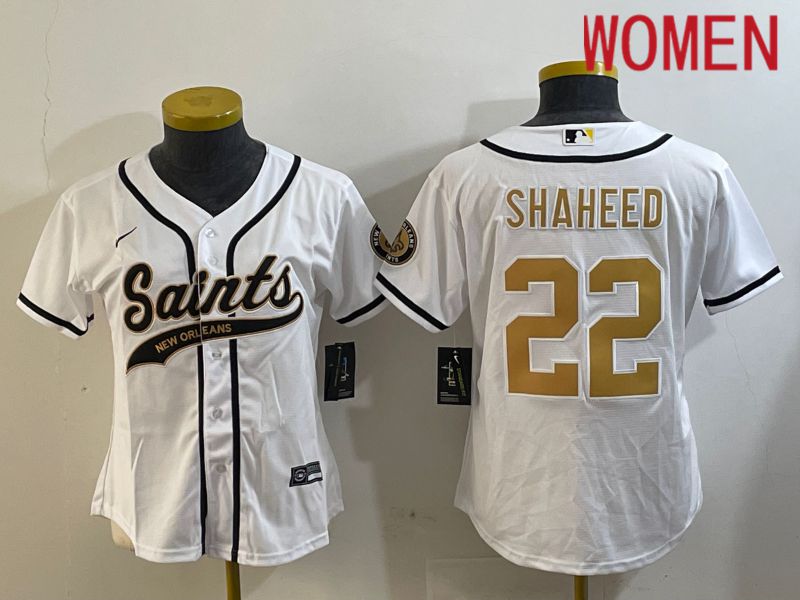 Women New Orleans Saints #22 Shaheed White Joint Name 2024 Nike Limited NFL Jersey style 1